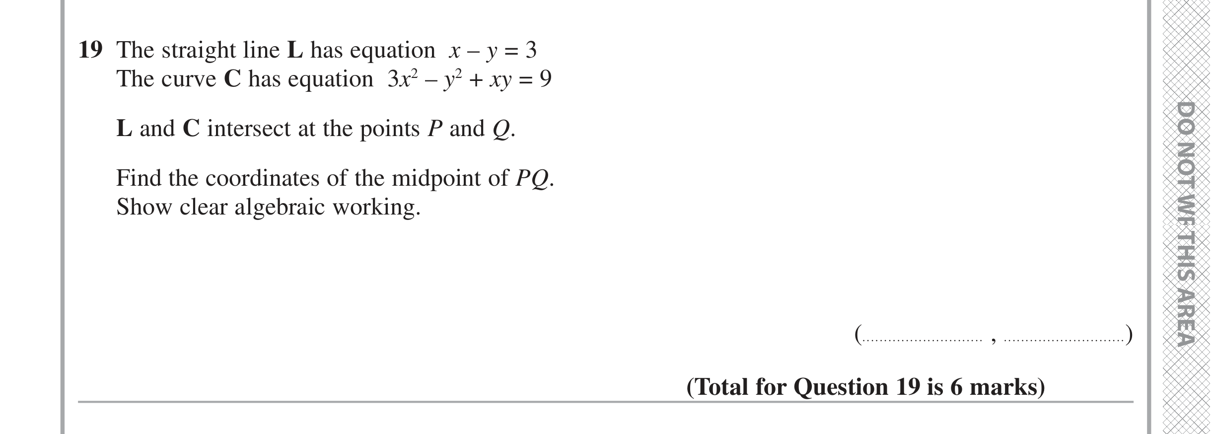 Question 19 — Simultaneous Equations, Midpoints — Edexcel iGCSE November 2021