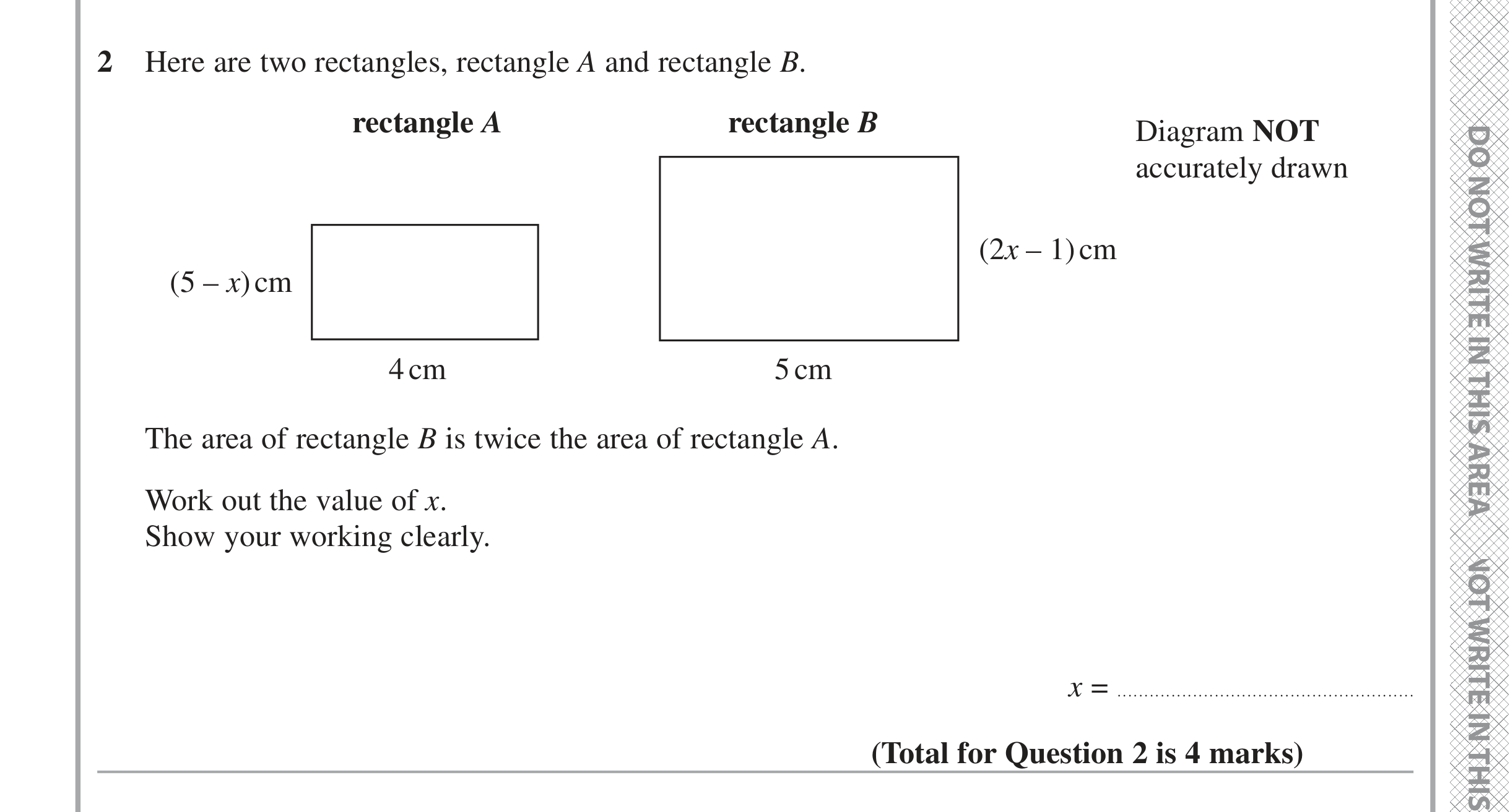 Question 2 — Perimeter and Area — Edexcel iGCSE November 2021