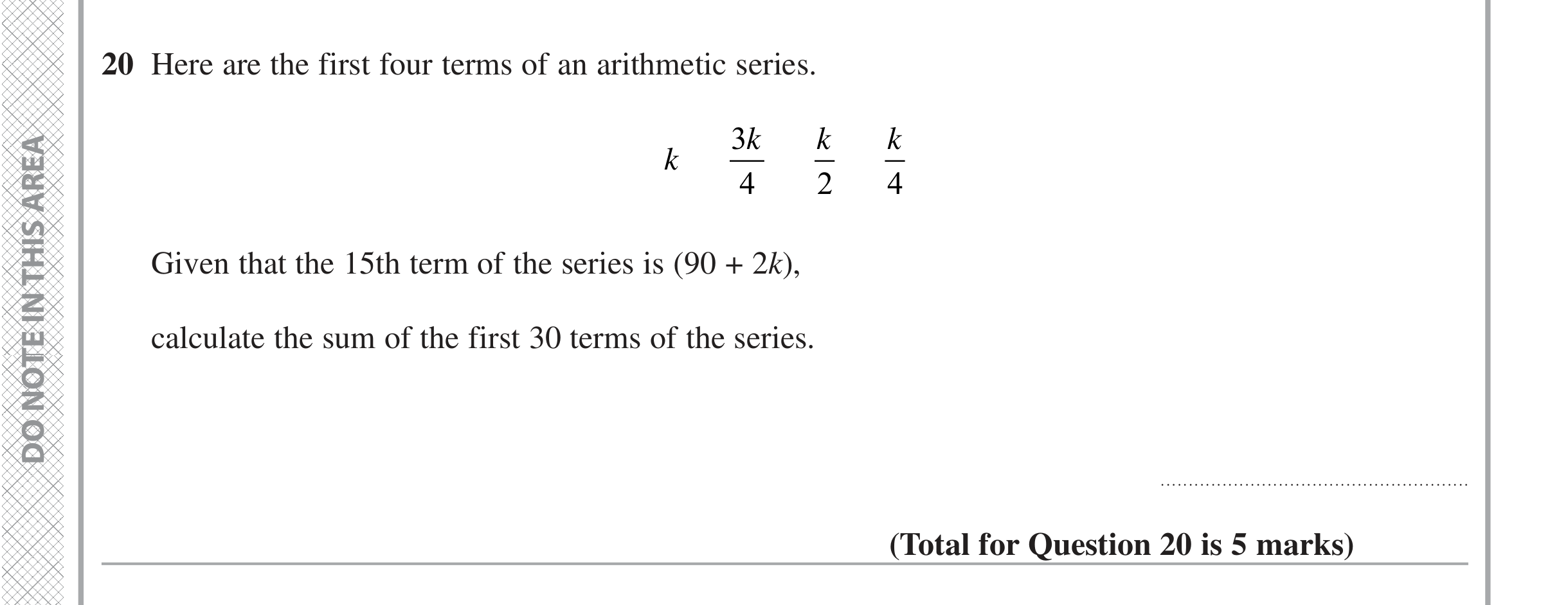Question 20 — Sequences — Edexcel iGCSE November 2021