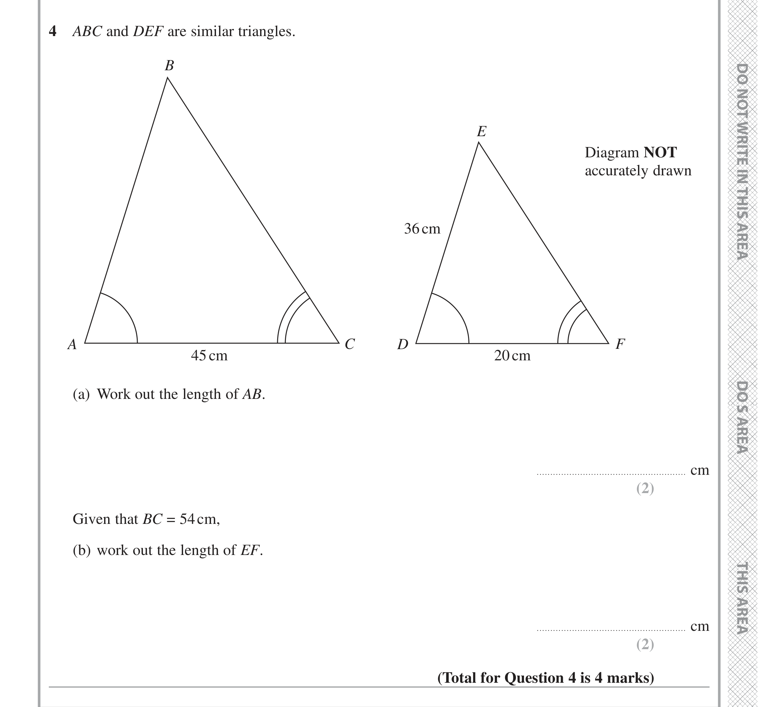 Question 4 — Congruence and Similarity — Edexcel iGCSE November 2021