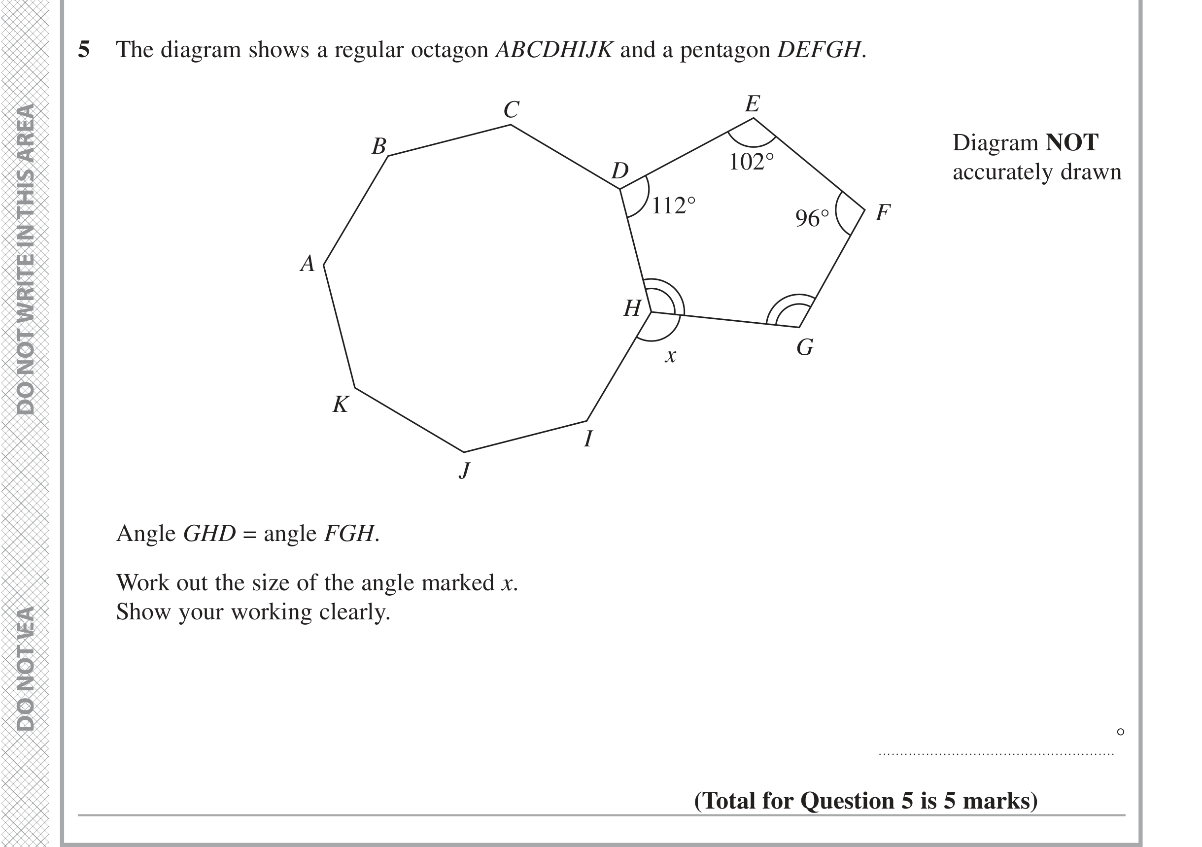 Question 5 — Angles, Polygons — Edexcel iGCSE November 2021