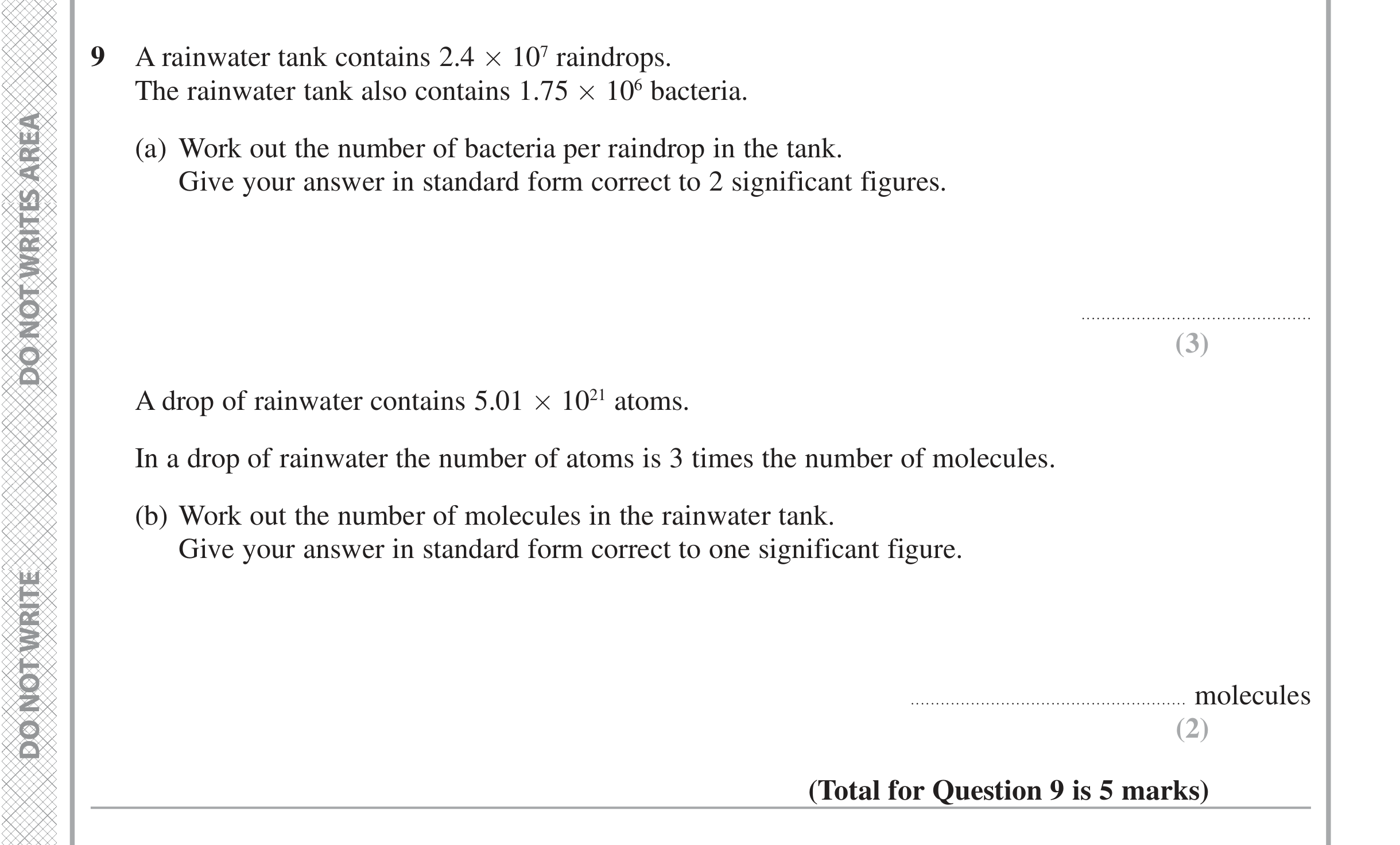 Question 9 — Standard Form — Edexcel iGCSE November 2021