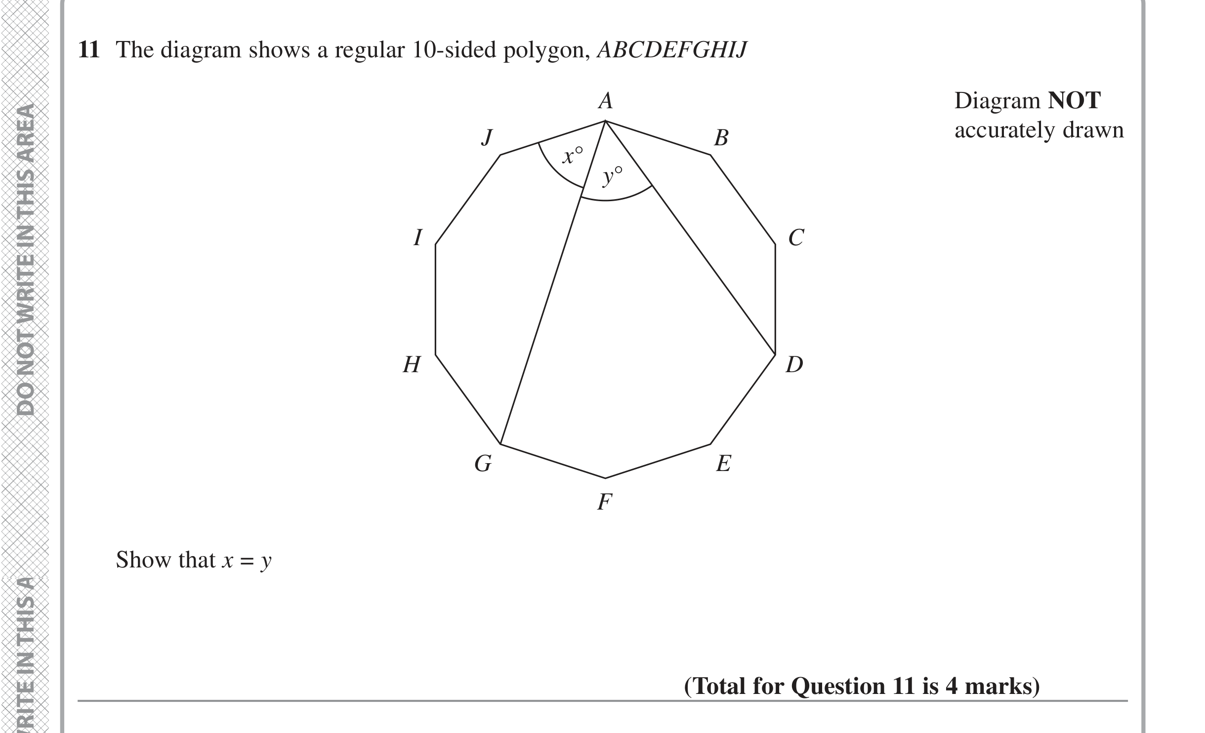 Question 11 — Angles, Polygons — Edexcel iGCSE Jan 2022
