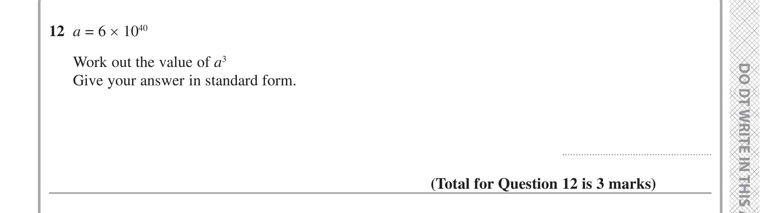 Question 12 — Standard Form, Powers — Edexcel iGCSE Jan 2022