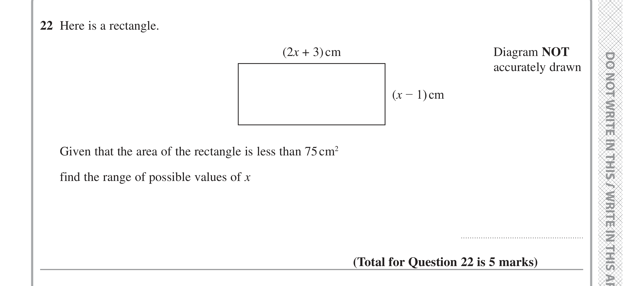 Question 22 — Perimeter and Area, Inequalities — Edexcel iGCSE Jan 2022