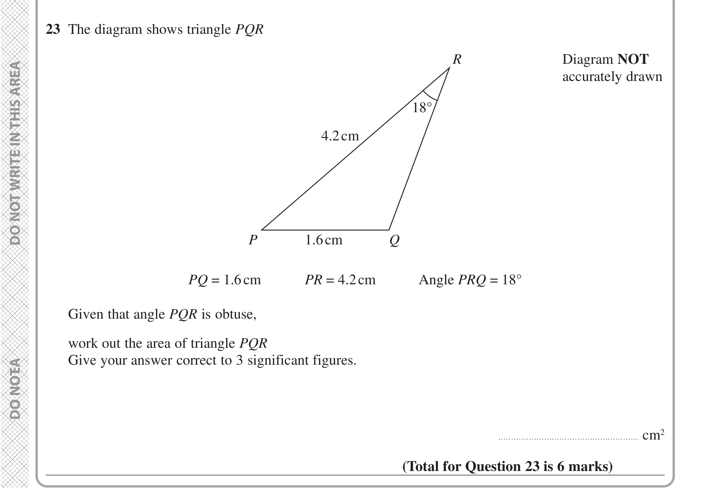 Question 23 — Sine/Cosine Rule — Edexcel iGCSE Jan 2022