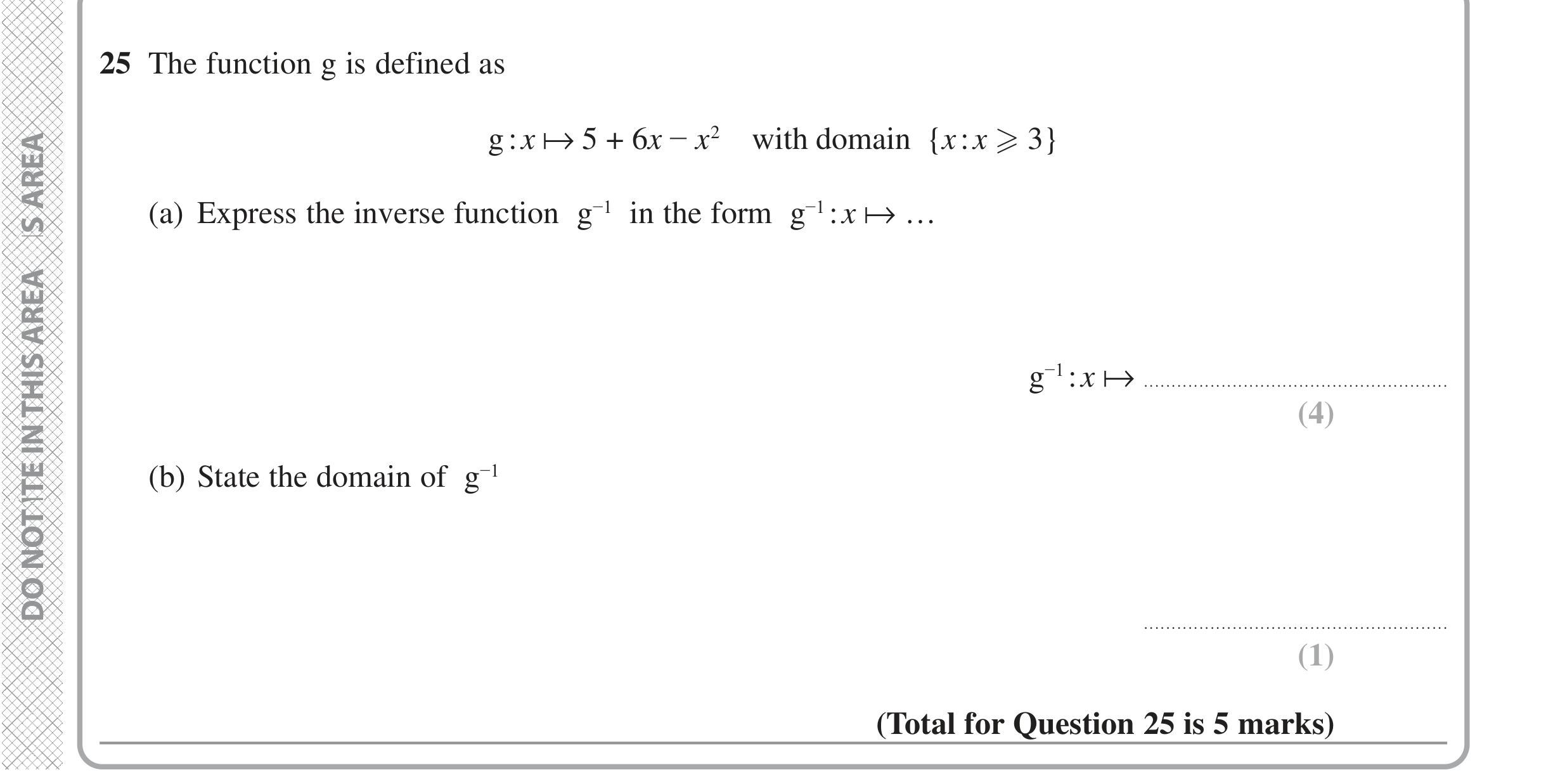 Question 25 — Functions — Edexcel iGCSE Jan 2022