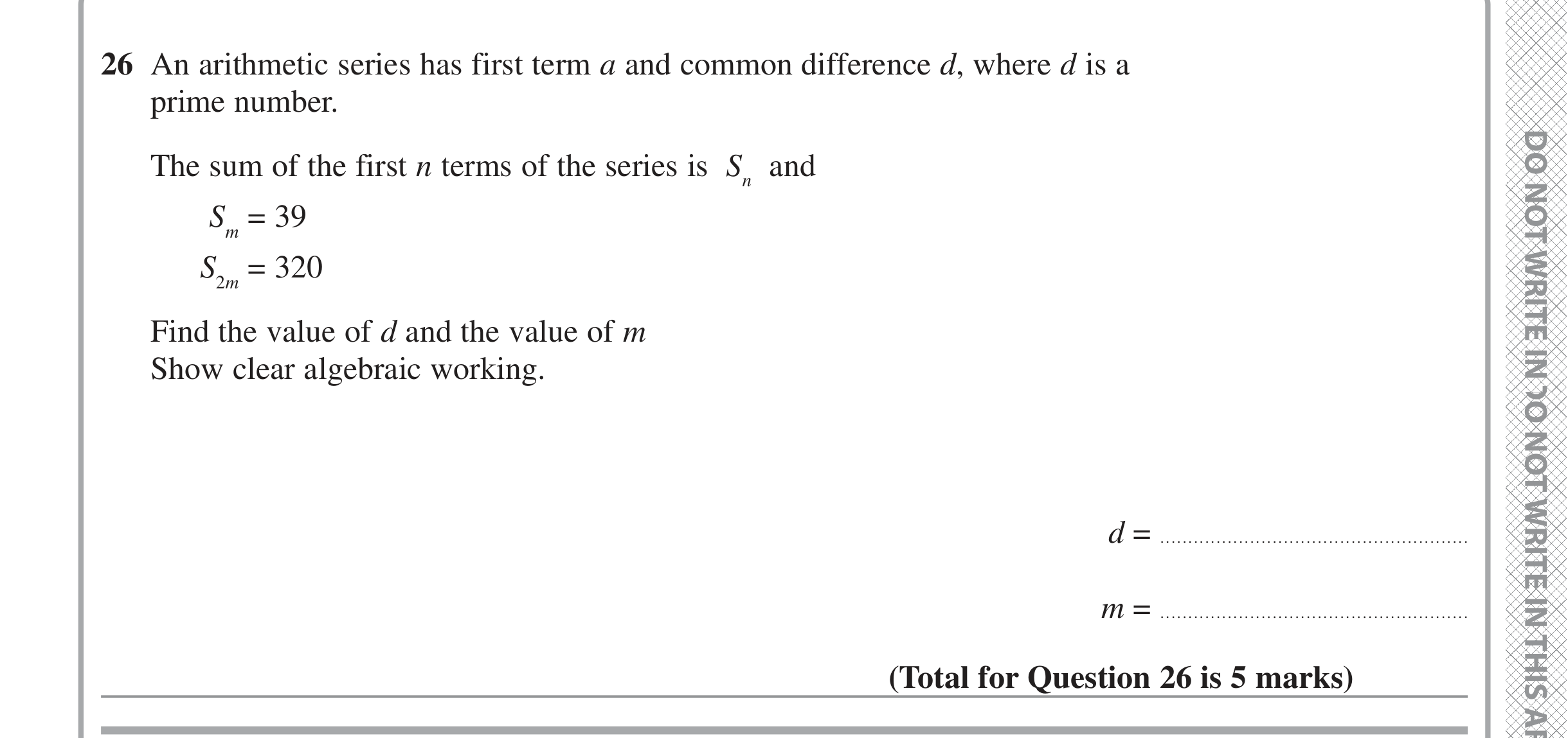Question 26 — Sequences — Edexcel iGCSE Jan 2022