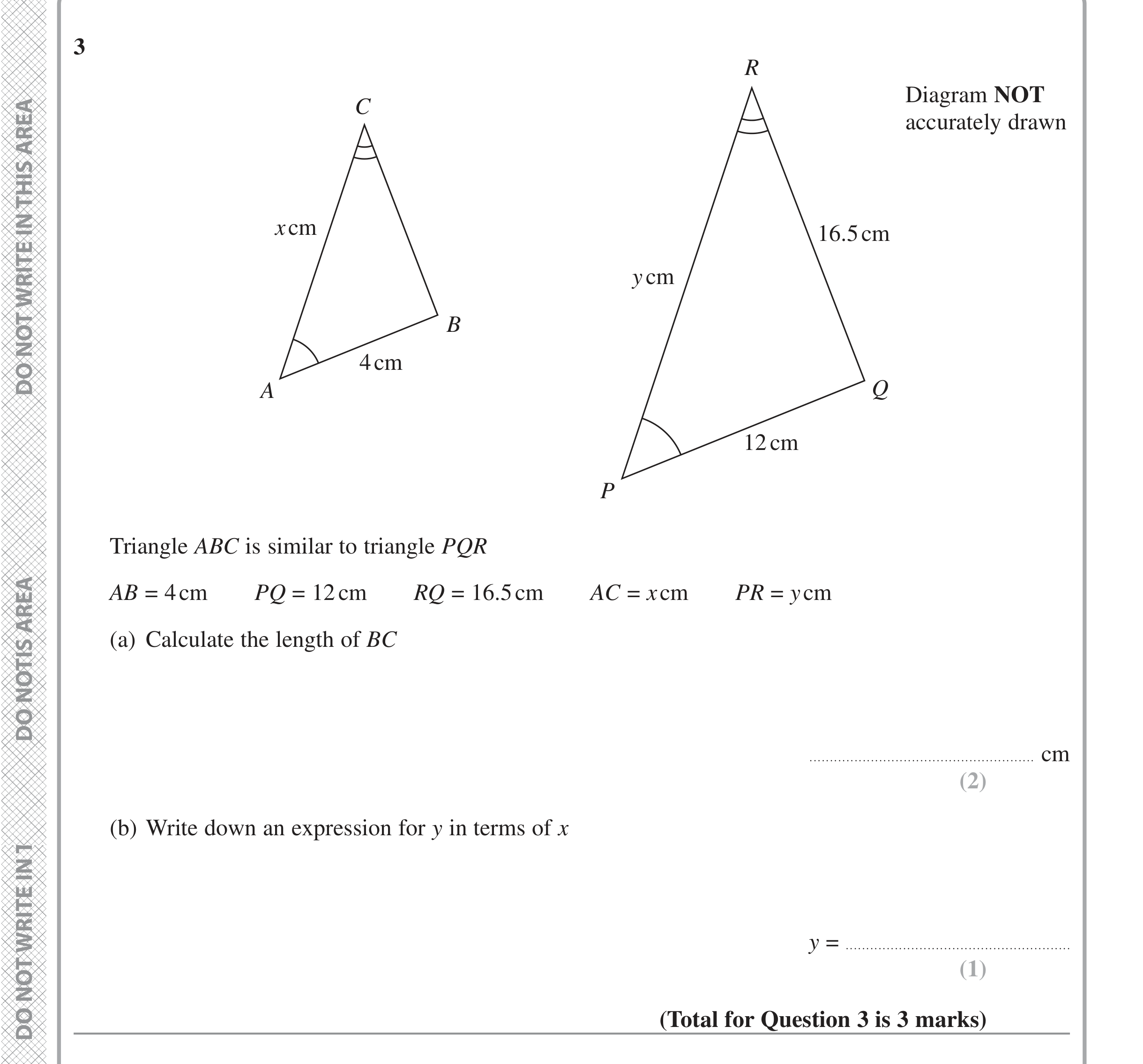 Question 3 — Congruence and Similarity — Edexcel iGCSE Jan 2022