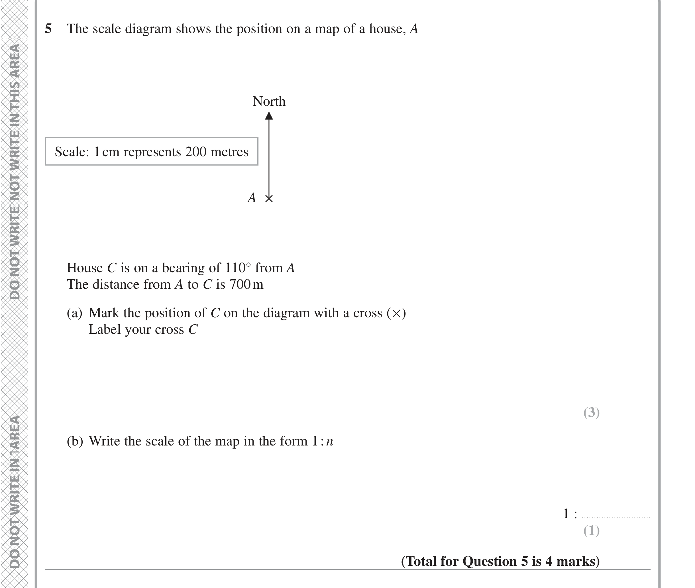 Question 5 — Bearings, Maps, Ratios — Edexcel iGCSE Jan 2022