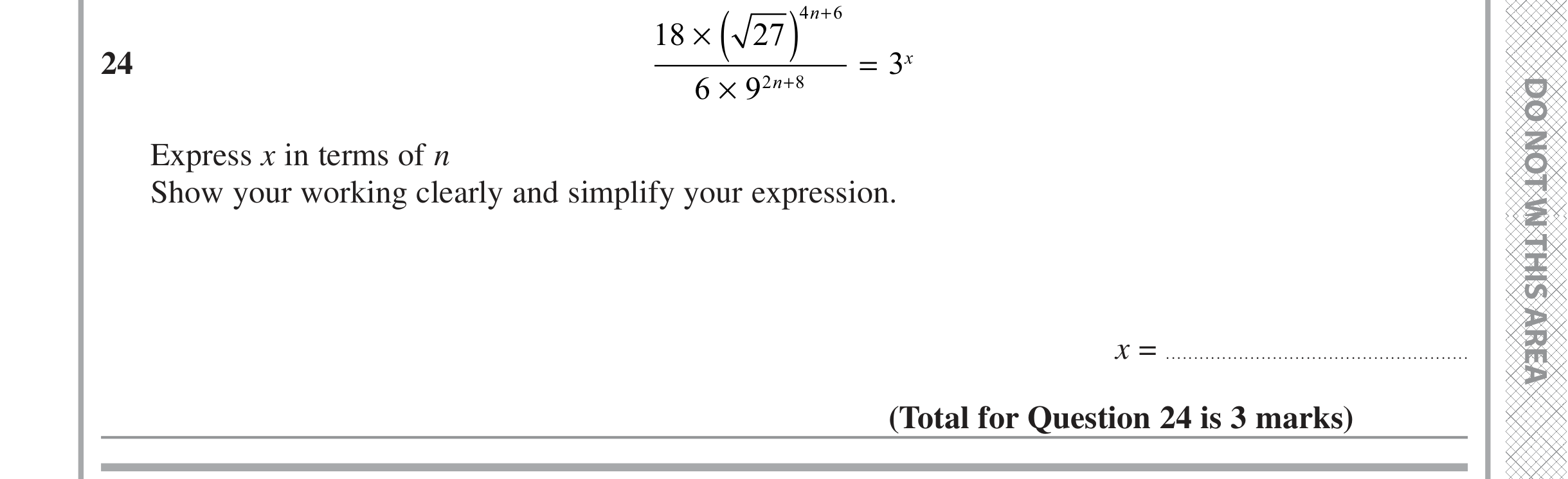 Question 24 — Powers — Edexcel iGCSE June 2022