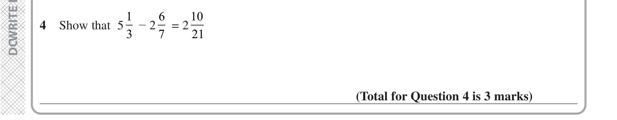 Question 4 — Fractions — Edexcel iGCSE June 2022