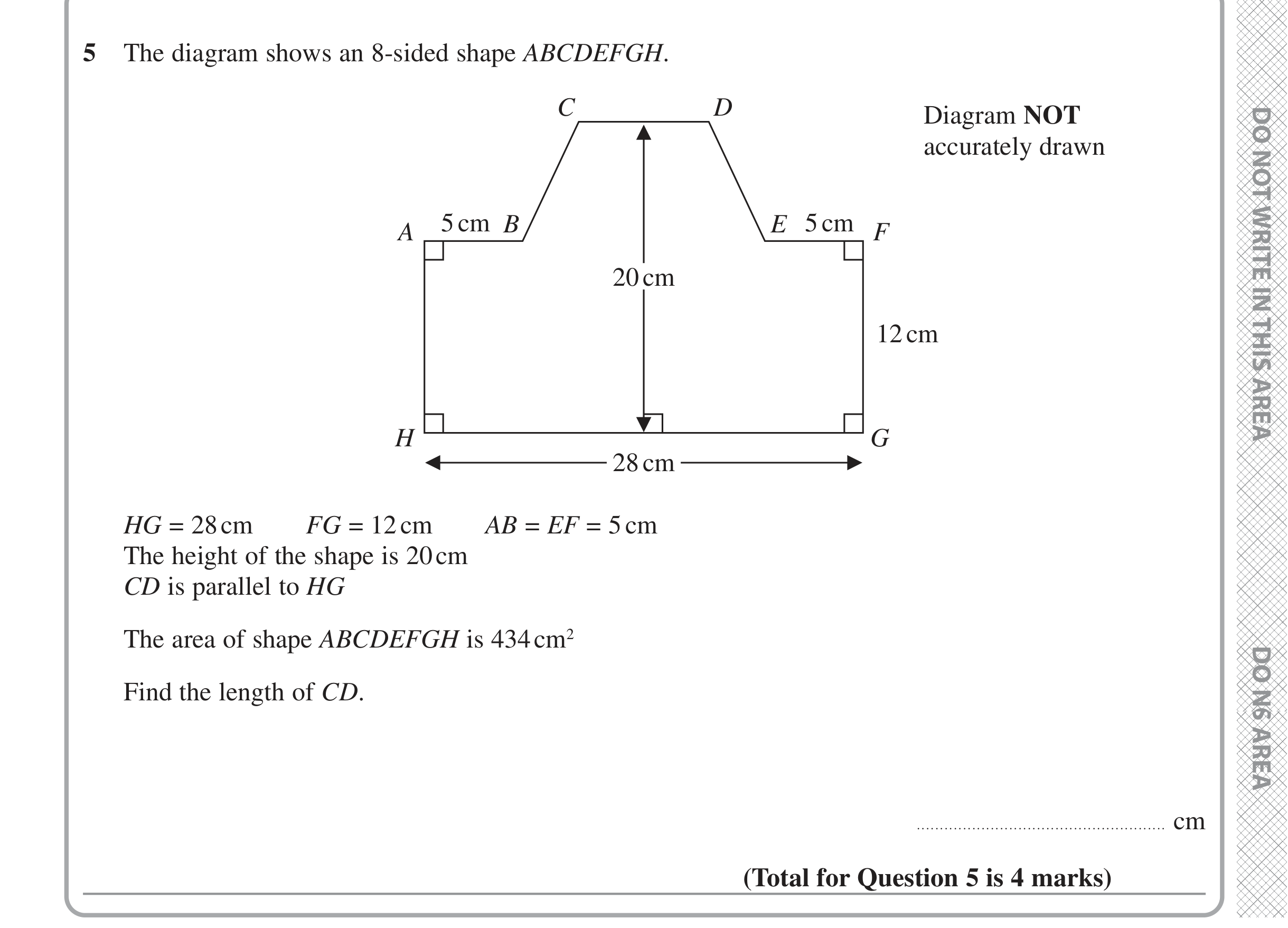 Question 5 — Perimeter and Area — Edexcel iGCSE June 2022
