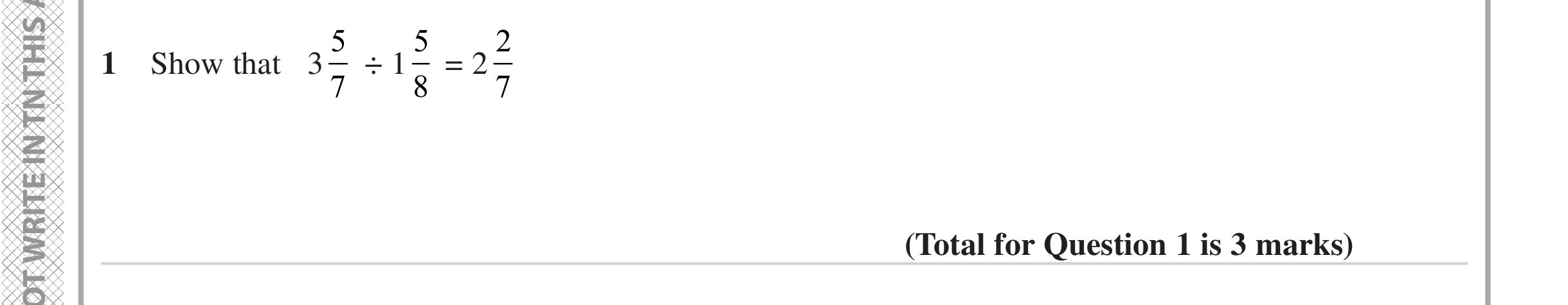 Question 1 — Fractions — Edexcel iGCSE Jan 2023