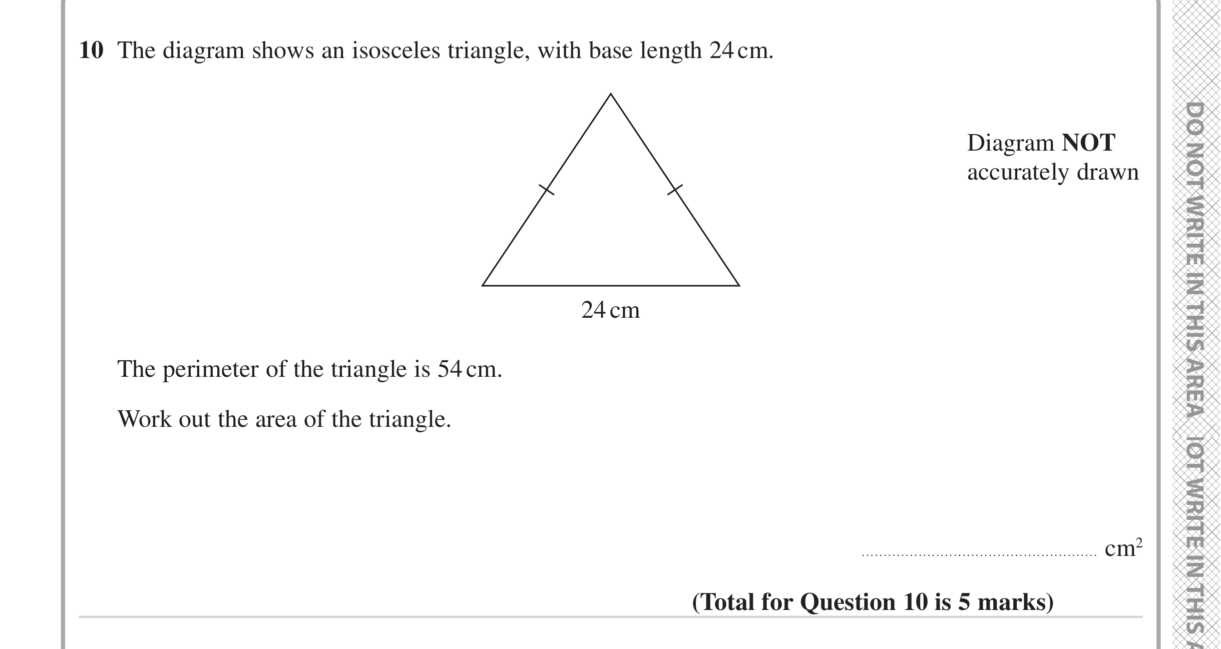 Question 10 — Perimeter and Area — Edexcel iGCSE Jan 2023