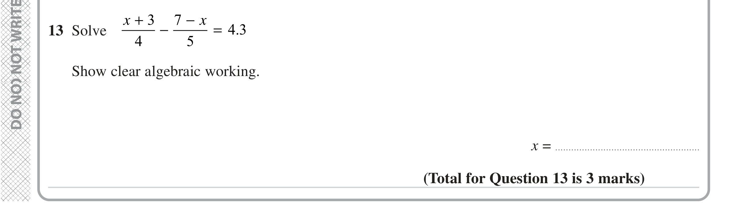 Question 13 — Algebra Fractions — Edexcel iGCSE Jan 2023