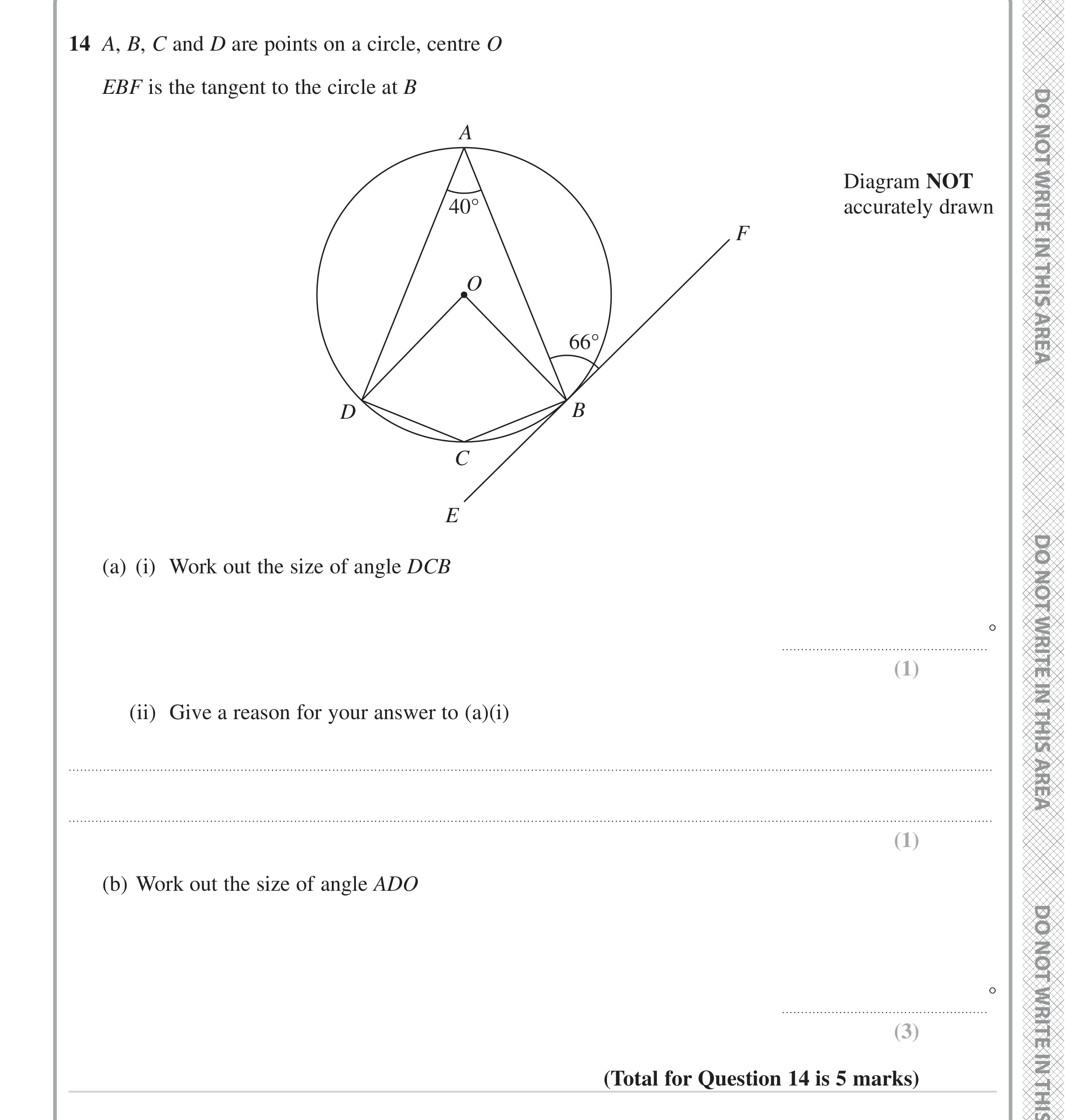 Question 14 — Circle Theorems — Edexcel iGCSE Jan 2023