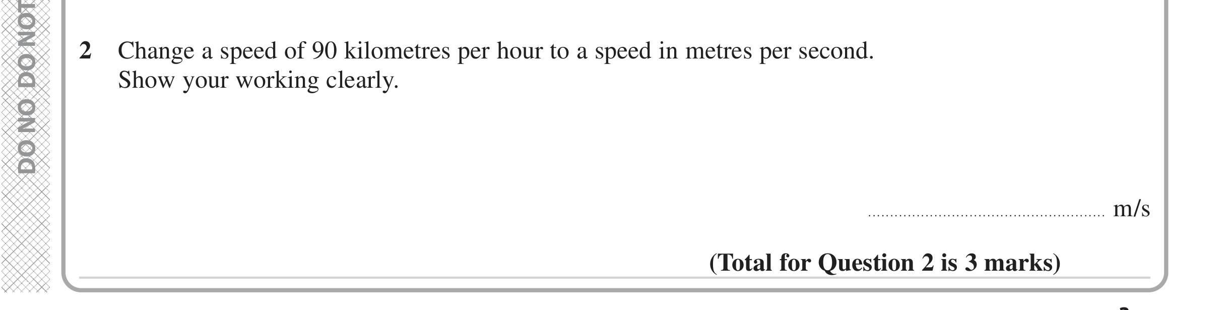 Question 2 — Unit Conversions — Edexcel iGCSE Jan 2023