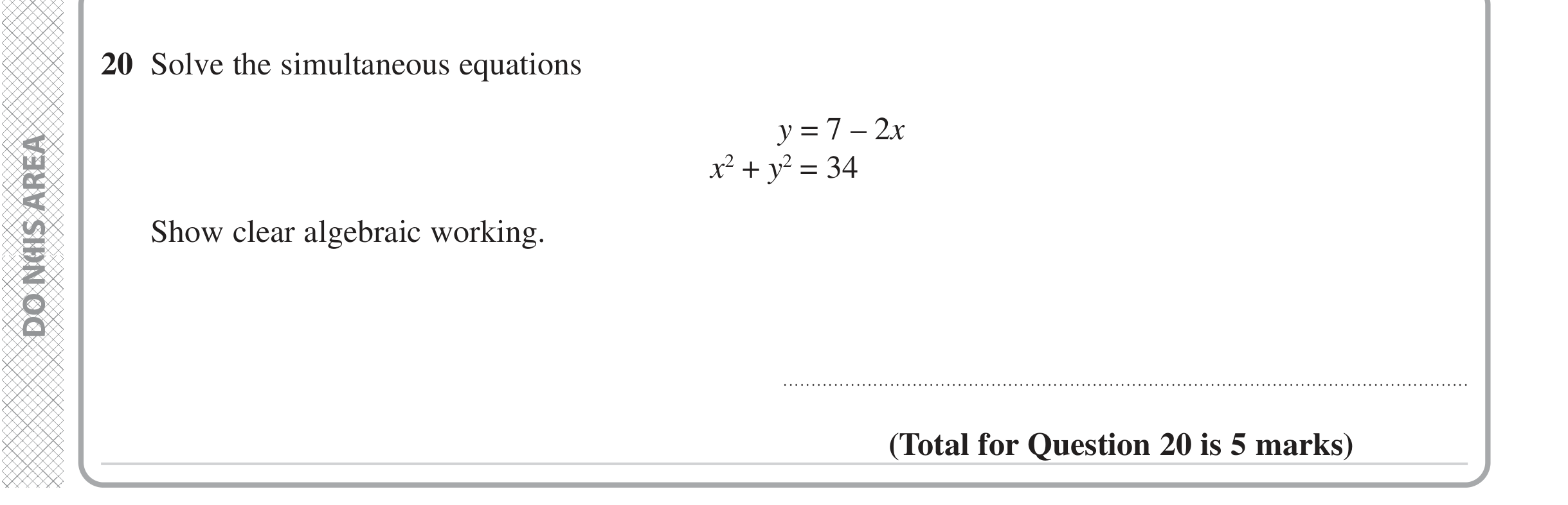 Question 20 — Simultaneous Equations — Edexcel iGCSE Jan 2023