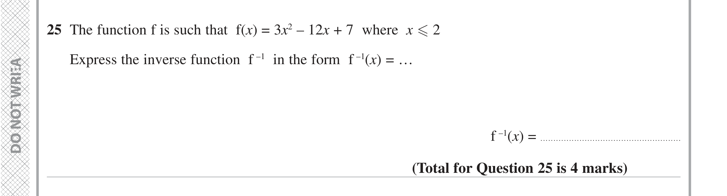 Question 25 — Functions — Edexcel iGCSE Jan 2023