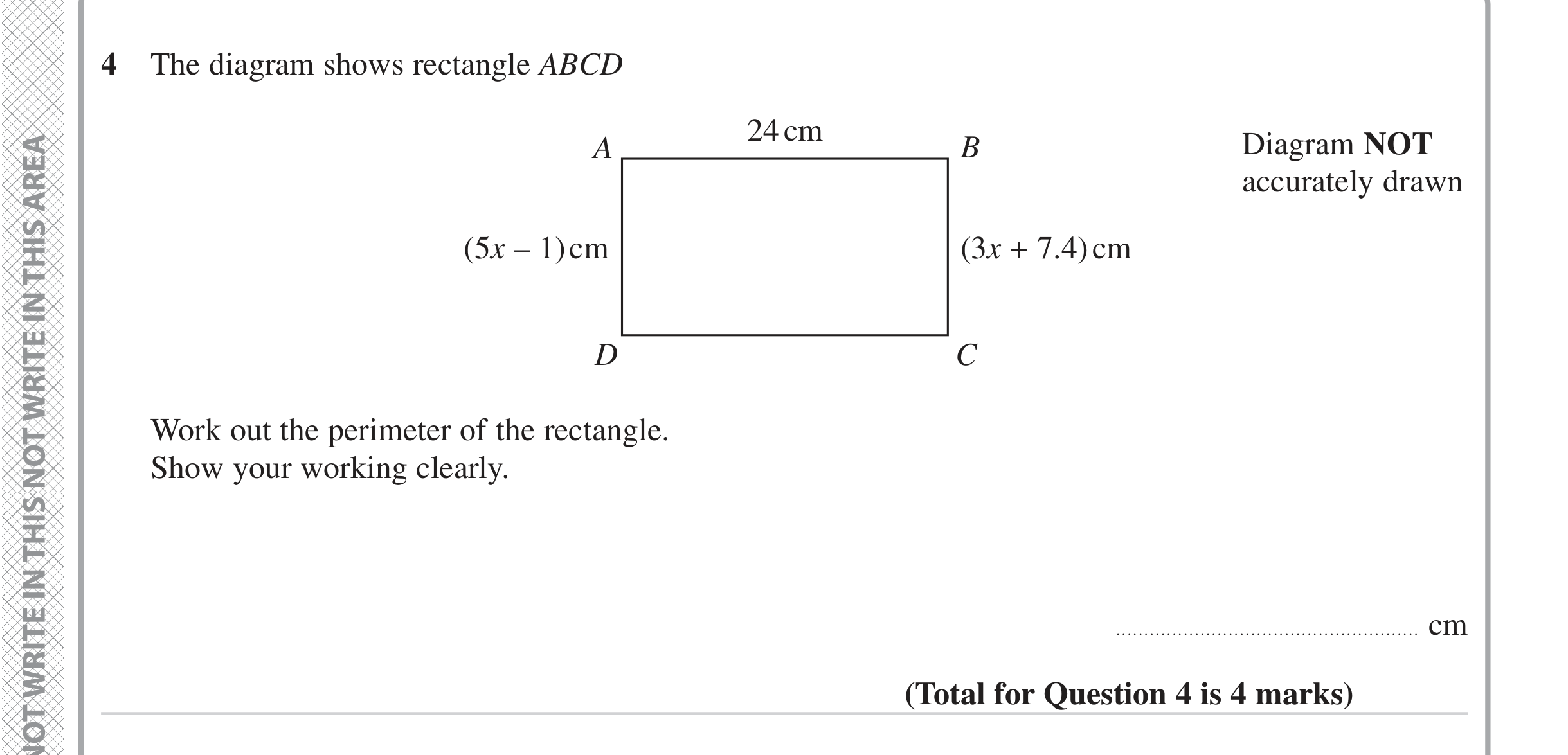 Question 4 — Perimeter and Area — Edexcel iGCSE Jan 2023