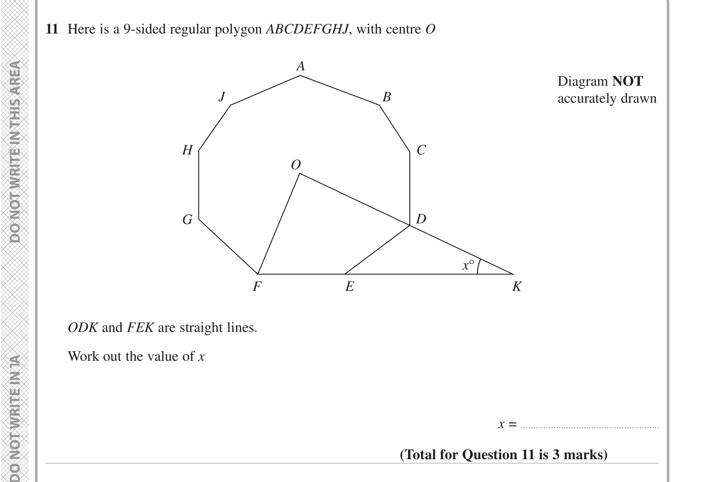 Question 11 — Angles, Polygons — Edexcel iGCSE June 2023