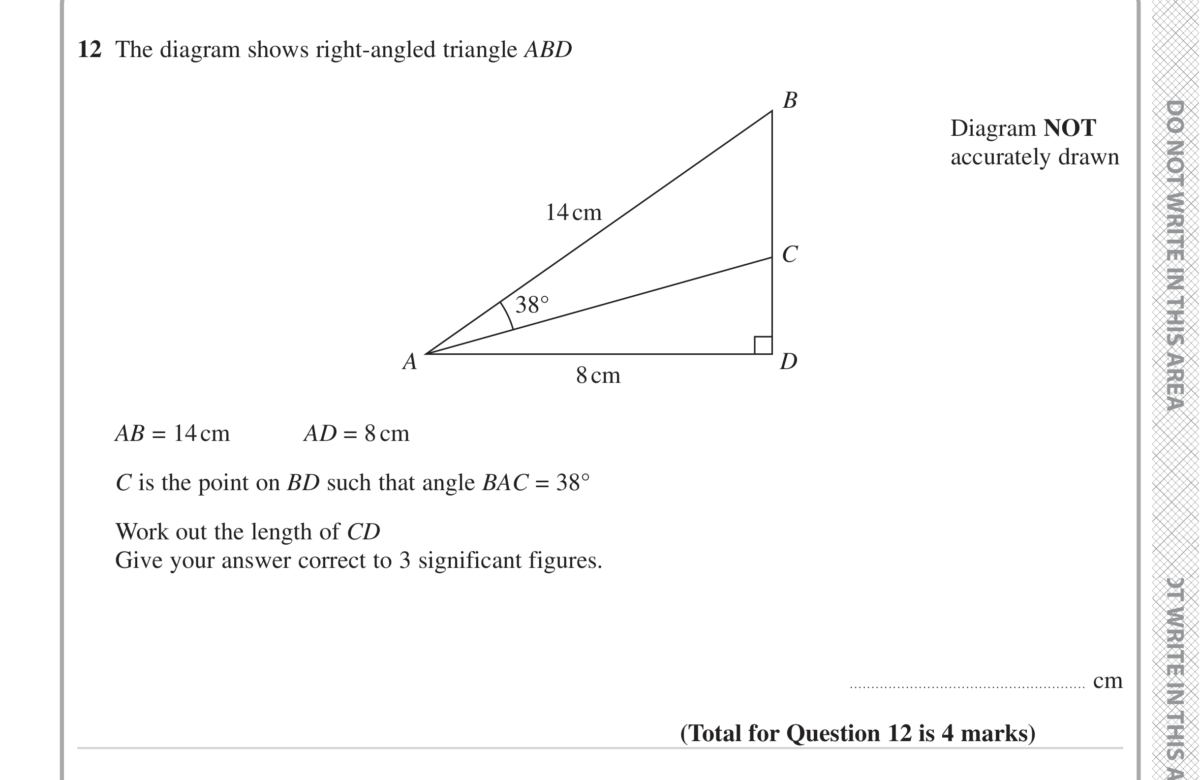 Question 12 — Pythagoras, Soh Cah Toa — Edexcel iGCSE June 2023