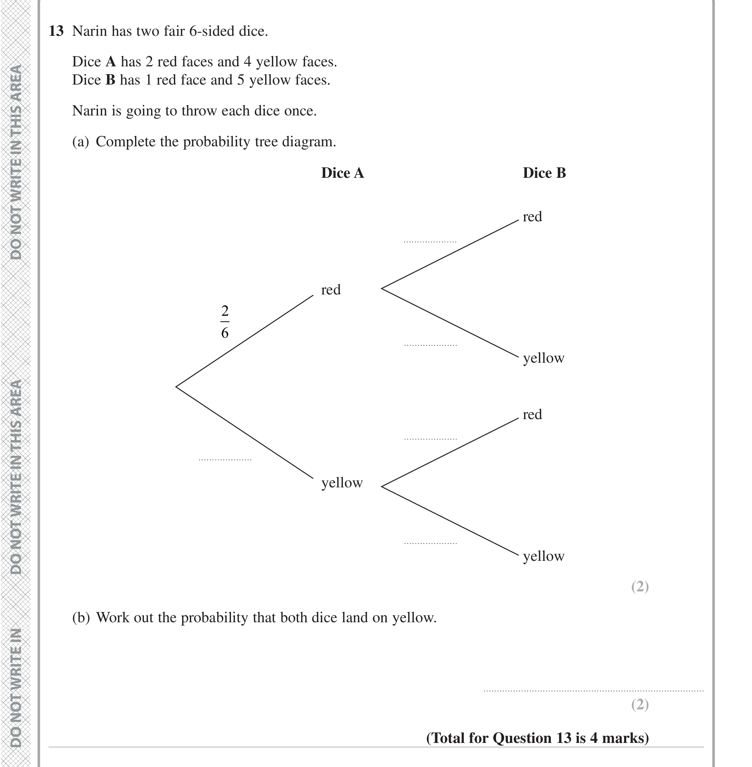 Question 13 — Probability — Edexcel iGCSE June 2023