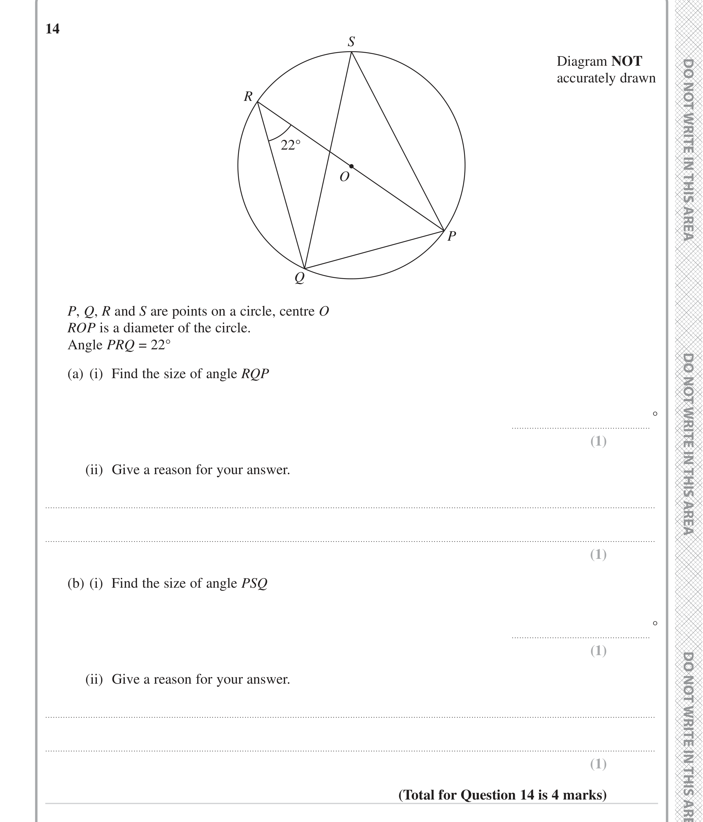 Question 14 — Circle Theorems — Edexcel iGCSE June 2023