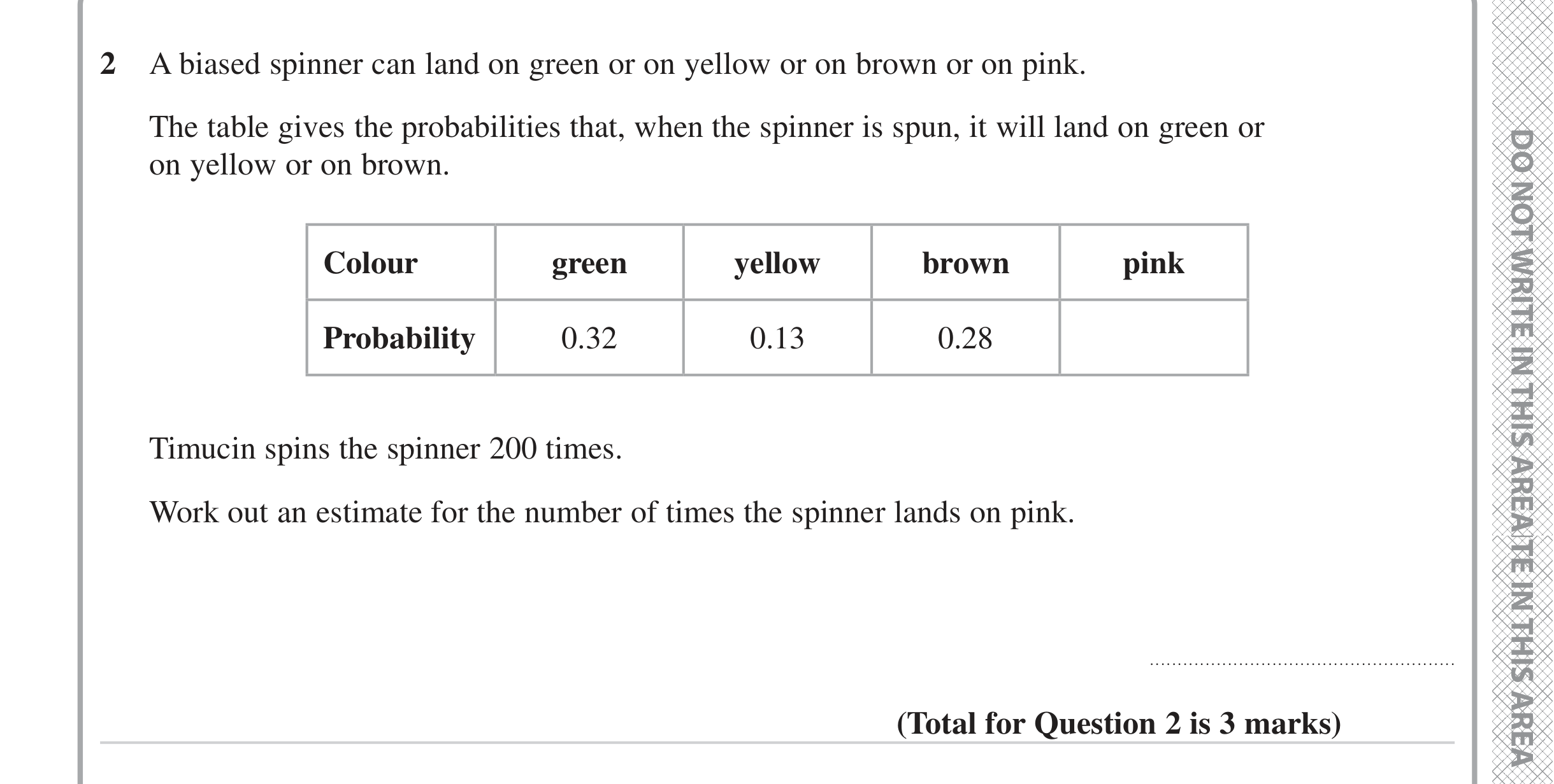 Question 2 — Probability — Edexcel iGCSE June 2023