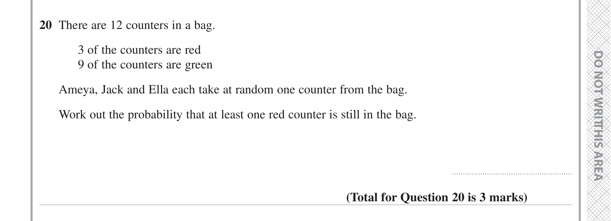 Question 20 — Probability — Edexcel iGCSE June 2023