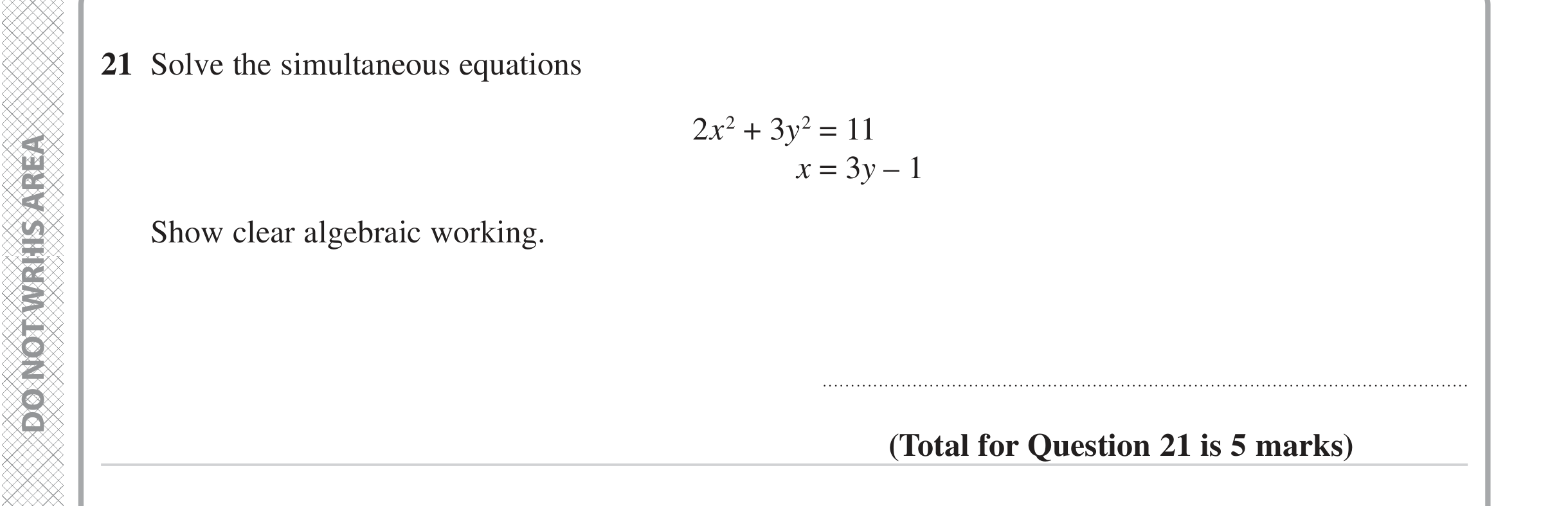 Question 21 — Simultaneous Equations — Edexcel iGCSE June 2023