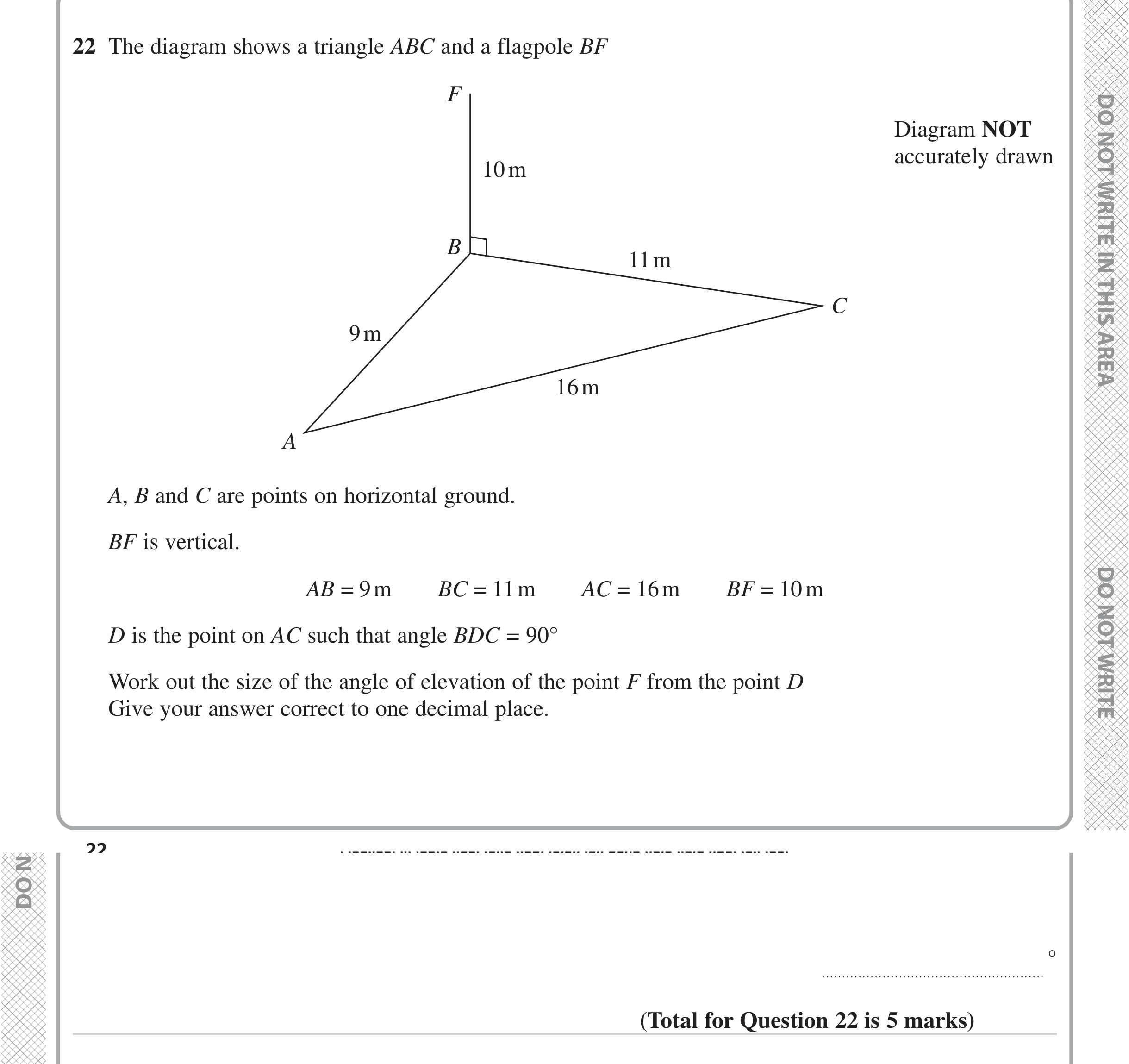 Question 22 — Sine/Cosine Rule, Soh Cah Toa — Edexcel iGCSE June 2023