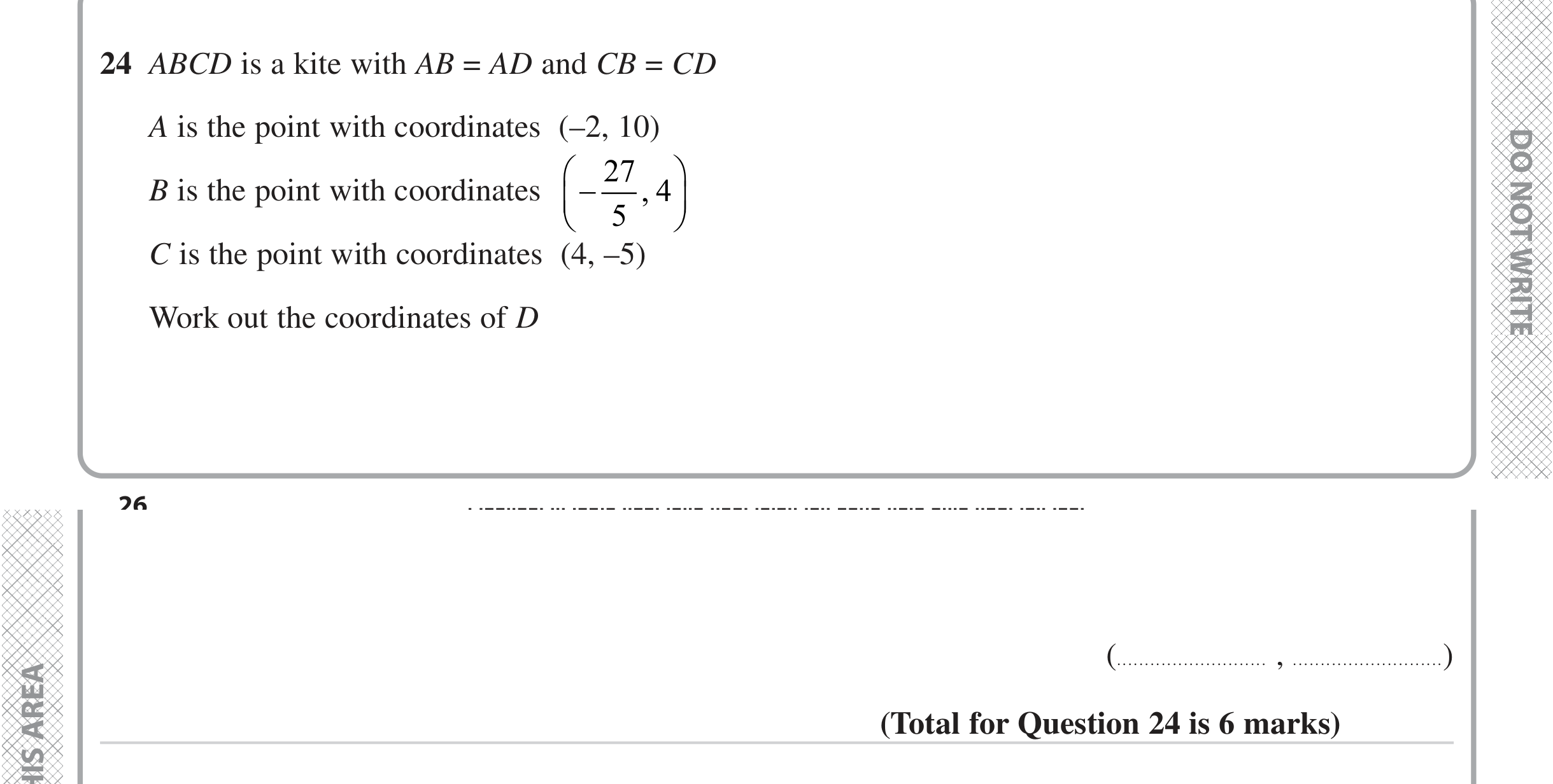 Question 24 — Straight Line Graphs, Polygons, Midpoints — Edexcel iGCSE June 2023