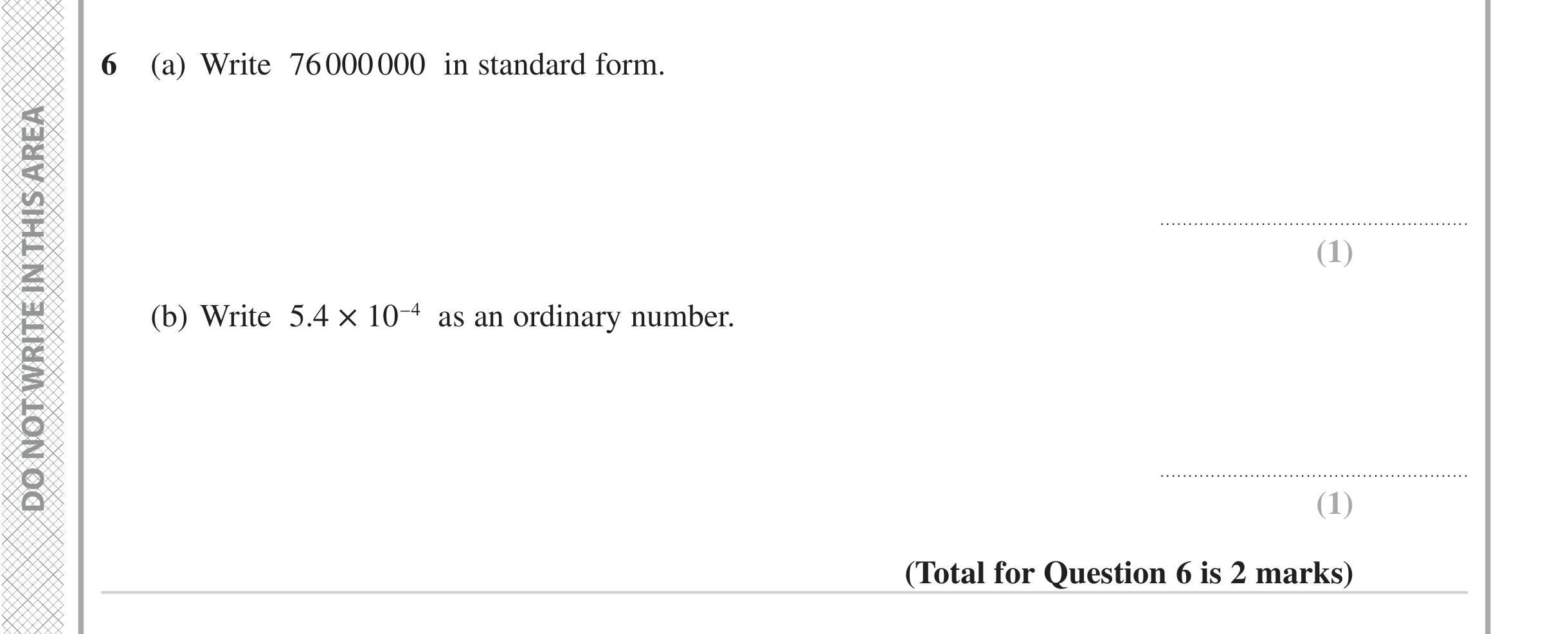 Question 6 — Standard Form — Edexcel iGCSE June 2023