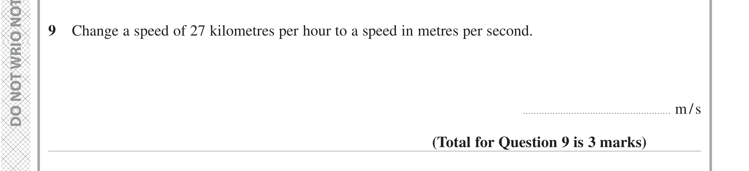 Question 9 — Unit Conversions — Edexcel iGCSE June 2023