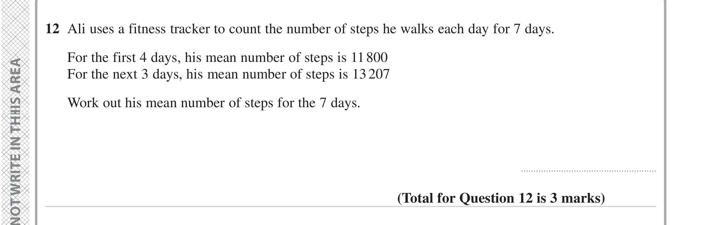 Question 12 — Mean/Median/Mode/Range — Edexcel iGCSE June 2024