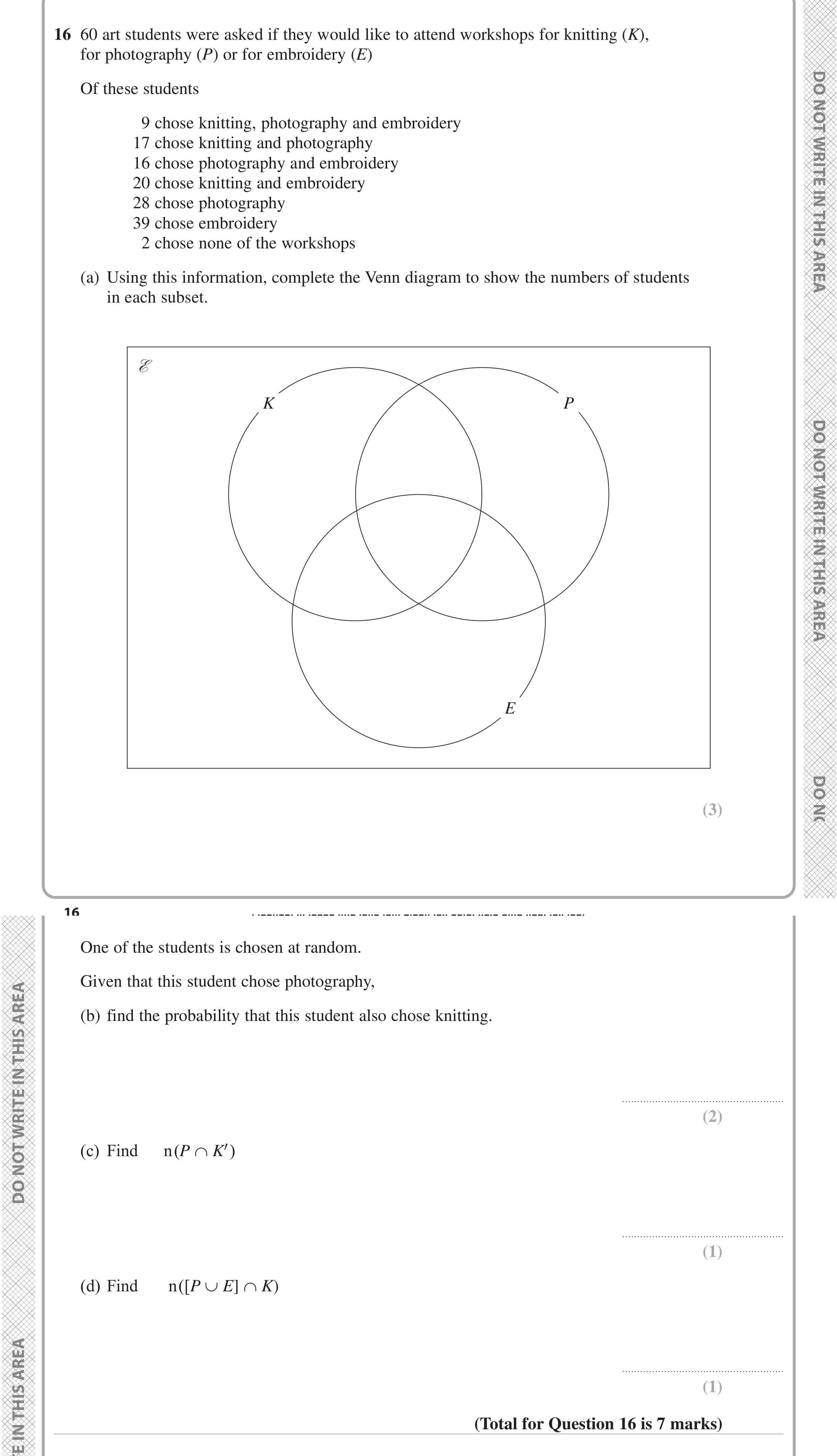 Question 16 — Set Notation — Edexcel iGCSE June 2024
