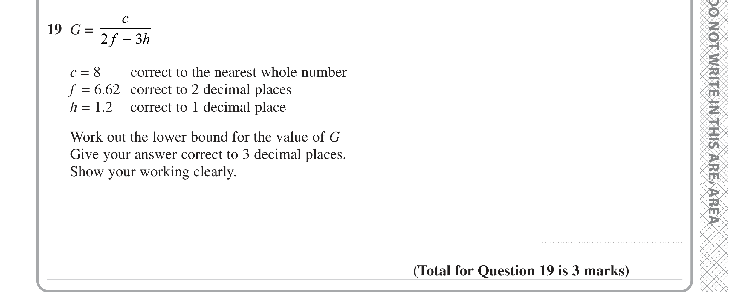 Question 19 — Upper/Lower Bounds — Edexcel iGCSE June 2024