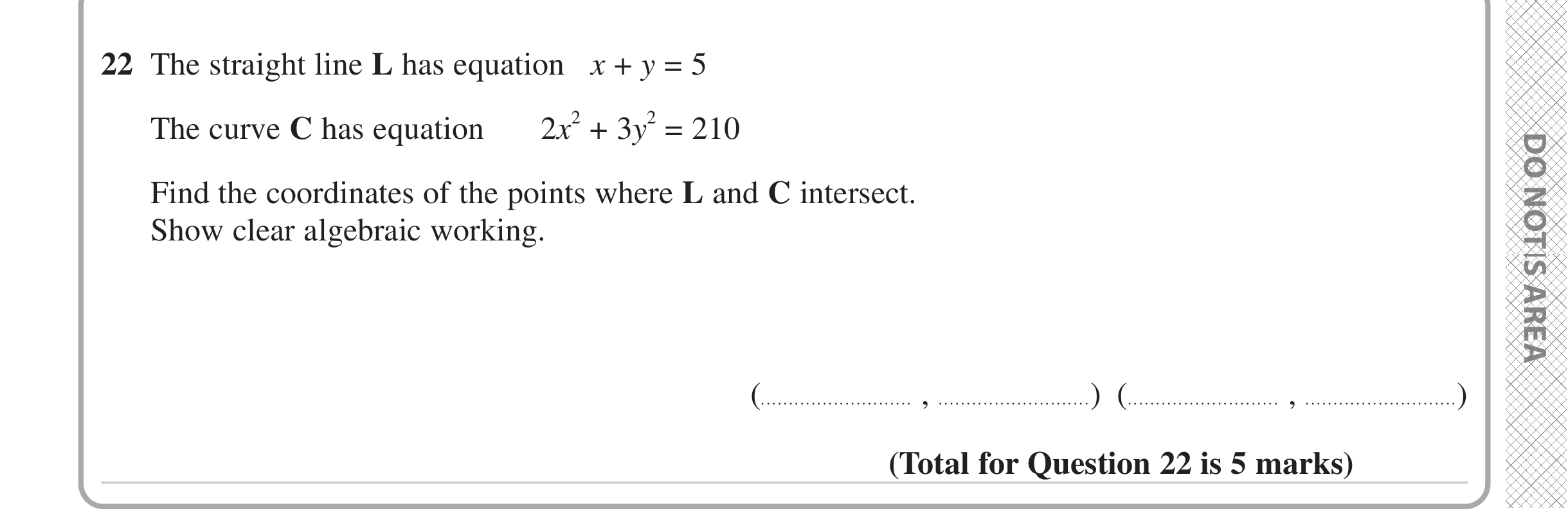 Question 22 — Simultaneous Equations — Edexcel iGCSE June 2024