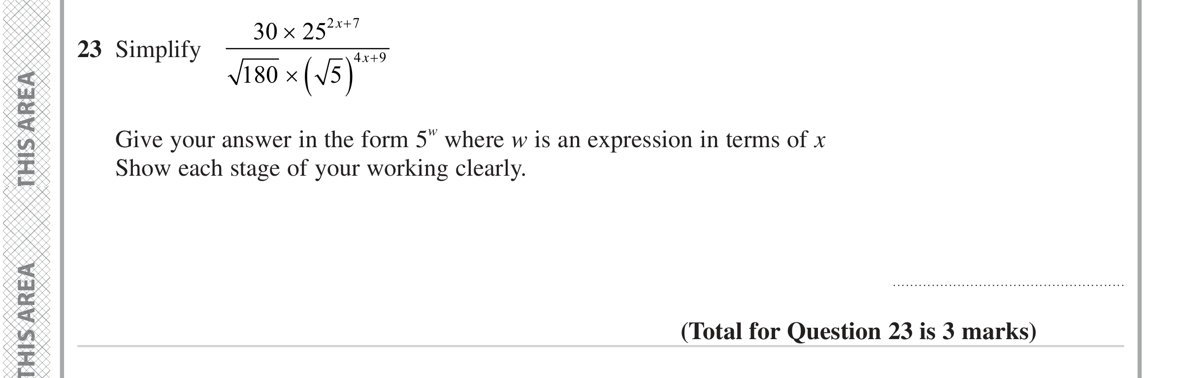 Question 23 — Powers — Edexcel iGCSE June 2024