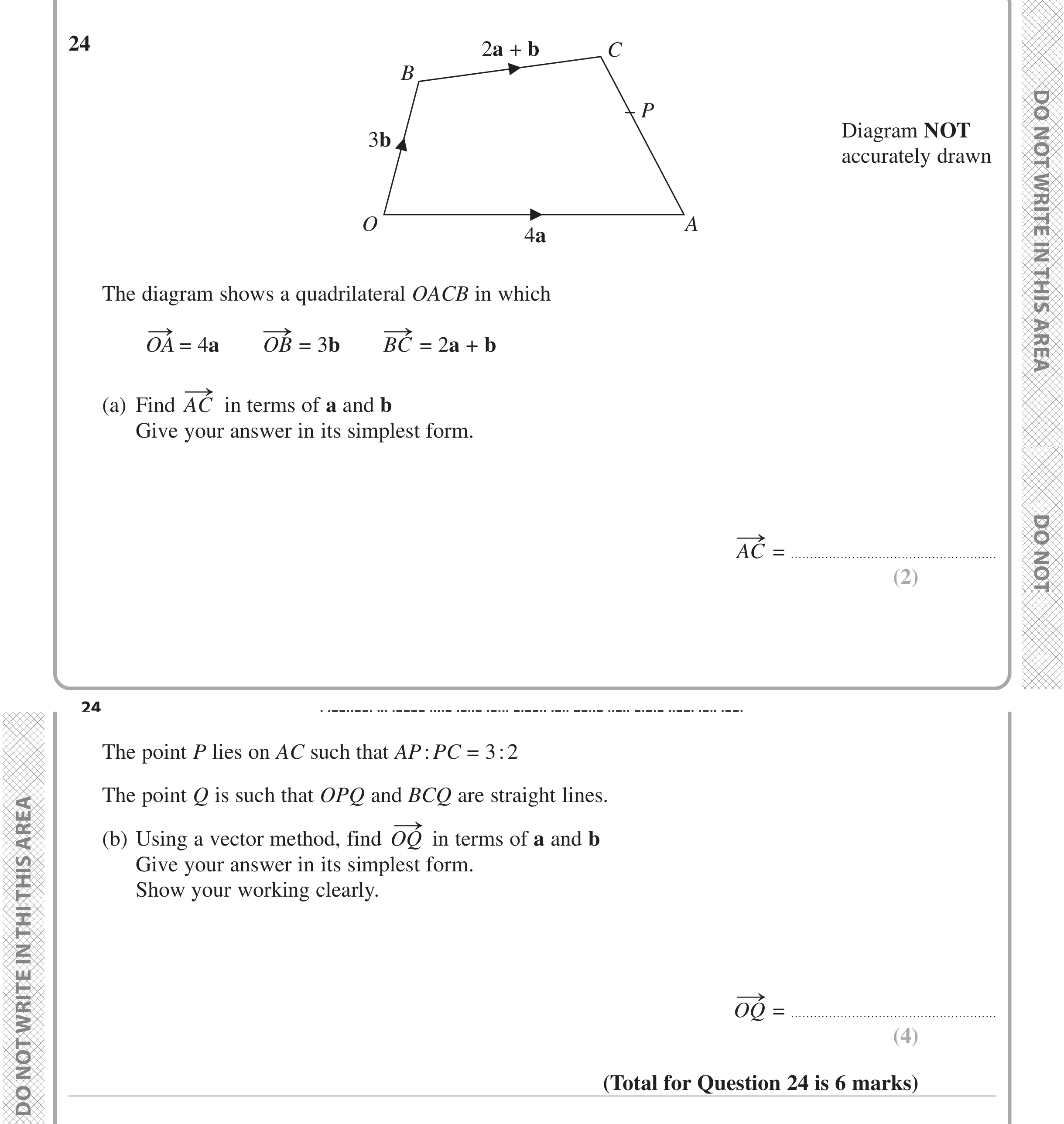 Question 24 — Vectors — Edexcel iGCSE June 2024