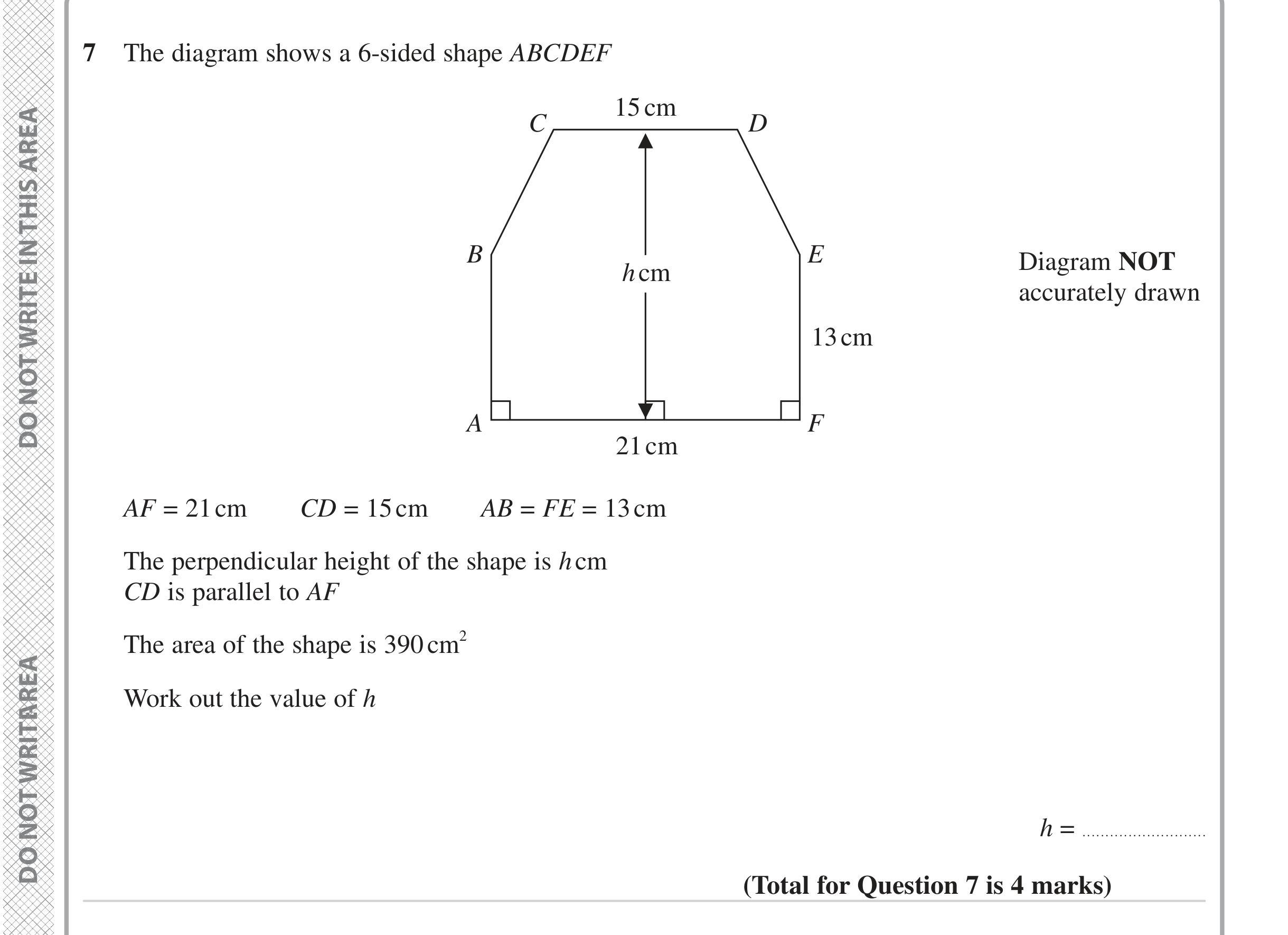 Question 7 — Perimeter and Area — Edexcel iGCSE June 2024