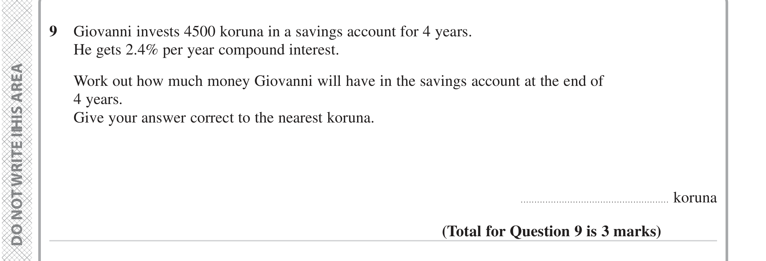 Question 9 — Compound Interest — Edexcel iGCSE June 2024