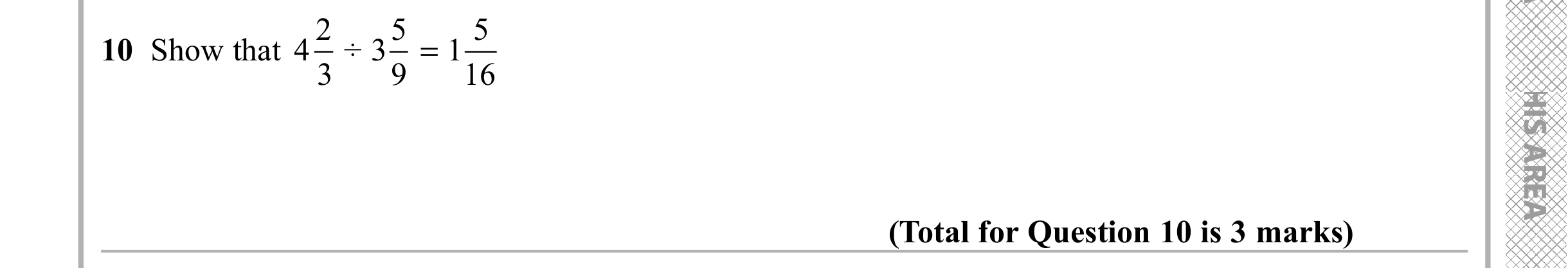 Question 10 — Fractions — Edexcel iGCSE Sample Paper