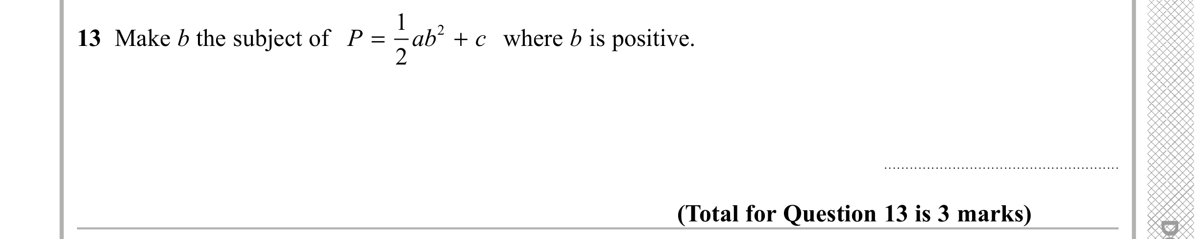 Question 13 — Formulae — Edexcel iGCSE Sample Paper