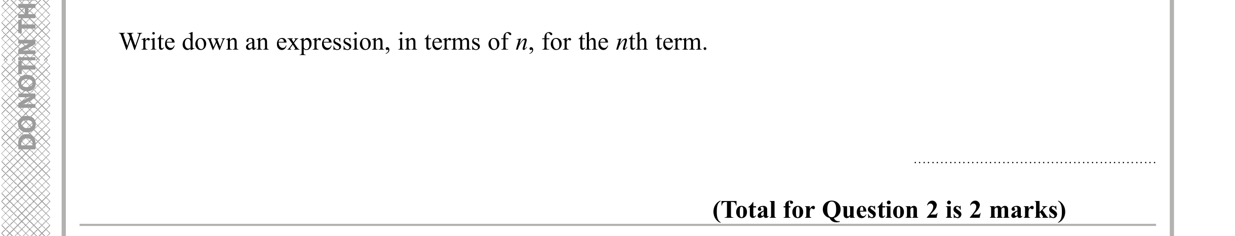 Question 2 — Sequences — Edexcel iGCSE Sample Paper