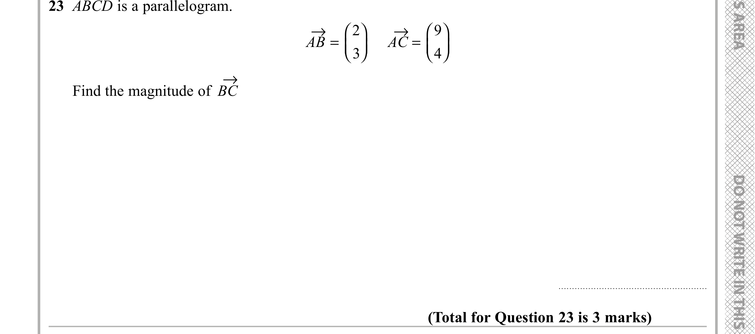 Question 23 — Vectors — Edexcel iGCSE Sample Paper