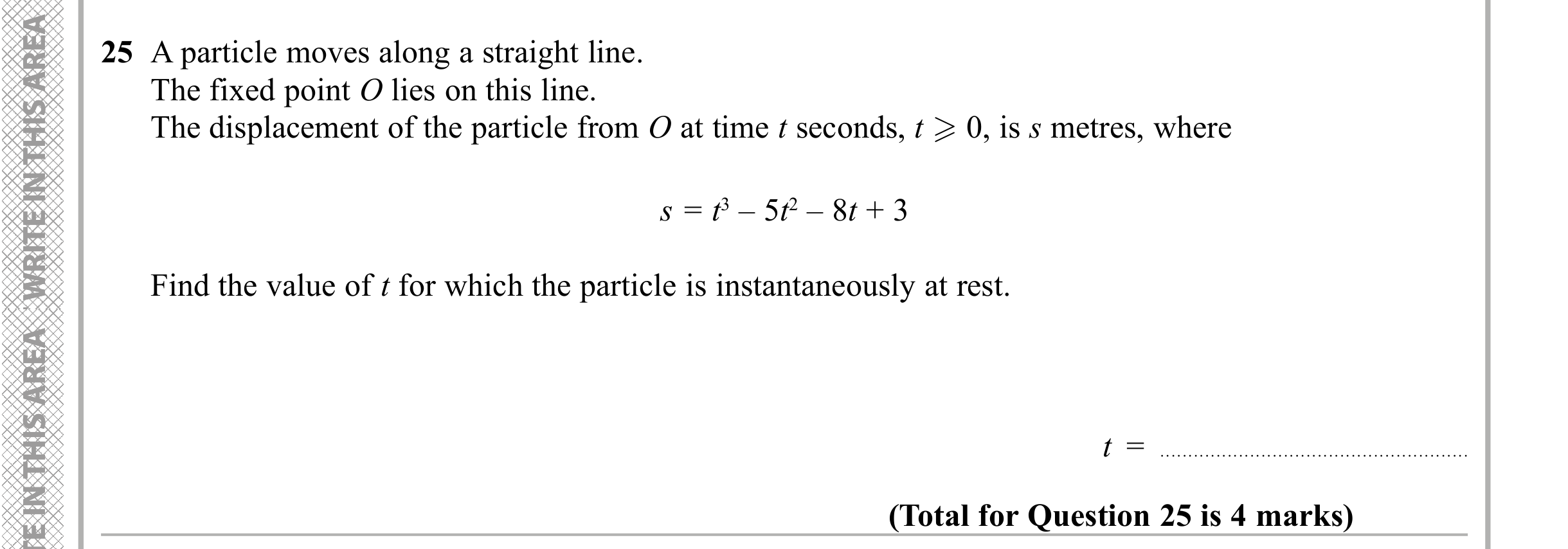 Question 25 — Differentiation — Edexcel iGCSE Sample Paper