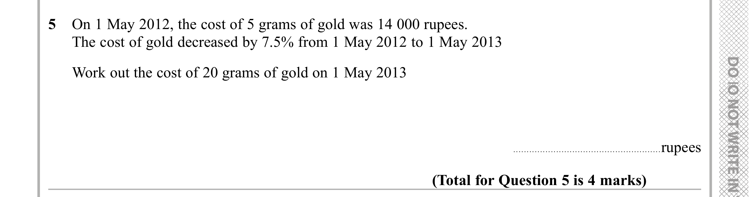 Question 5 — Percentages — Edexcel iGCSE Sample Paper